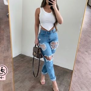 Ripped Boyfriend Jeans - Never Worn